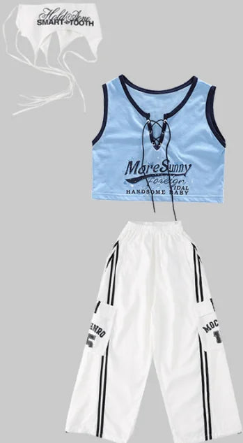 Girls Hip Hop Clothing Crop Top Cargo Pants Children K-pop Street Dance Costume Kids Girl Group Streetwear Jazz Clothes Sets