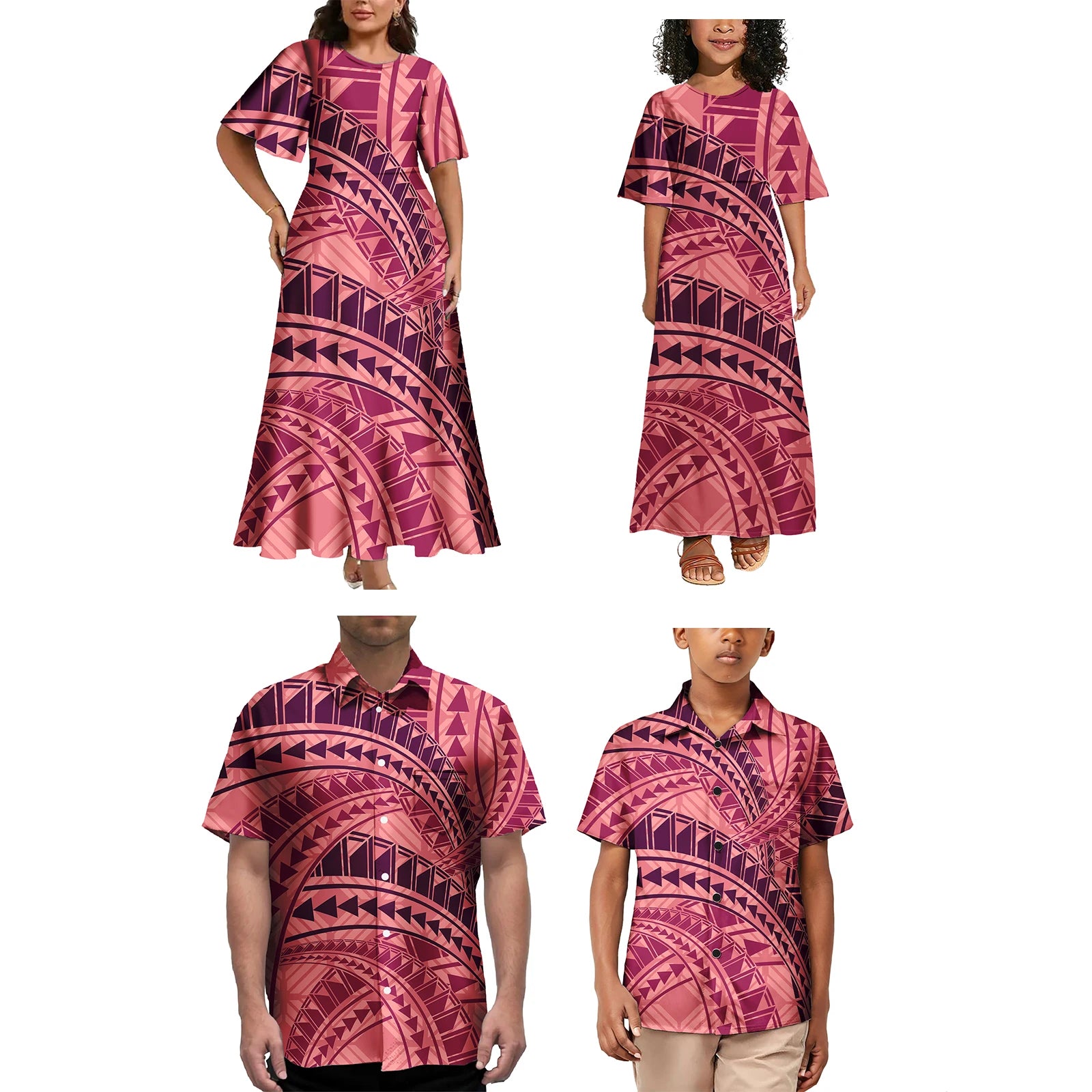 Girls' Clothing Sets Polynesian Tribal Samoan Tattoo Family Clothing Outfits Boys Clothing Sets