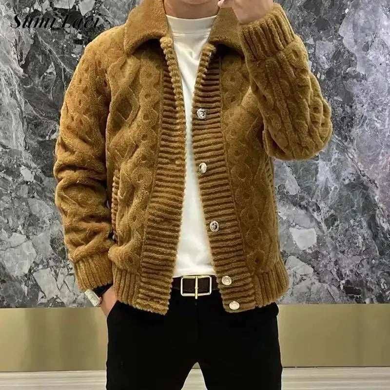 Winter Coats For Mens Warm Thickened Furry Cozy Fleece Jacket Autumn Men's Daily Casual Zipper Turn-down Collar Coat Jackets