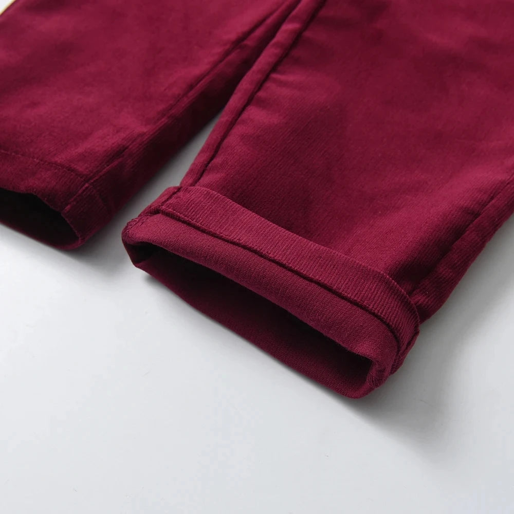 Red Boys Pants Children Trousers For Kids Cotton Solid Casual Long Pants 1-6 Years Clothing Sport Pants Spring Corduroy Boutique