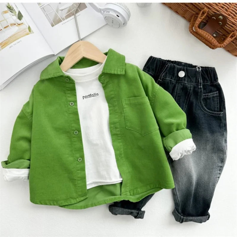 Boys Baby's Kids Blouse Coat Jacket Outwear Cotton 2024 Green Spring Autumn Shirts Outwear Sunscreen Beach Children's Clothing