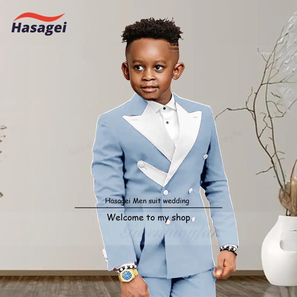 Boys Suits Fashion Luxury Red Suit Set White Pointed Collar Buckle With Double Row Front Slotted Business Casual