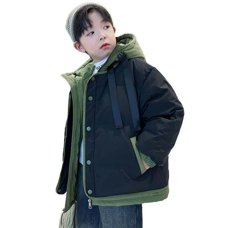Boys Cotton Clothing 2025 Autumn and Winter New Childrens Clothing Korean Boys Baby Foreign Style Thickened Down Cotton Clothing