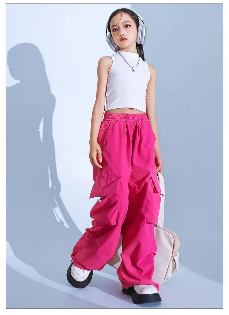 Girls Cargo Pants 5-14 Years Spring Fashion Children Loose Trousers Autumn Kids New Style Wide-leg Pants Girl Casual Clothing