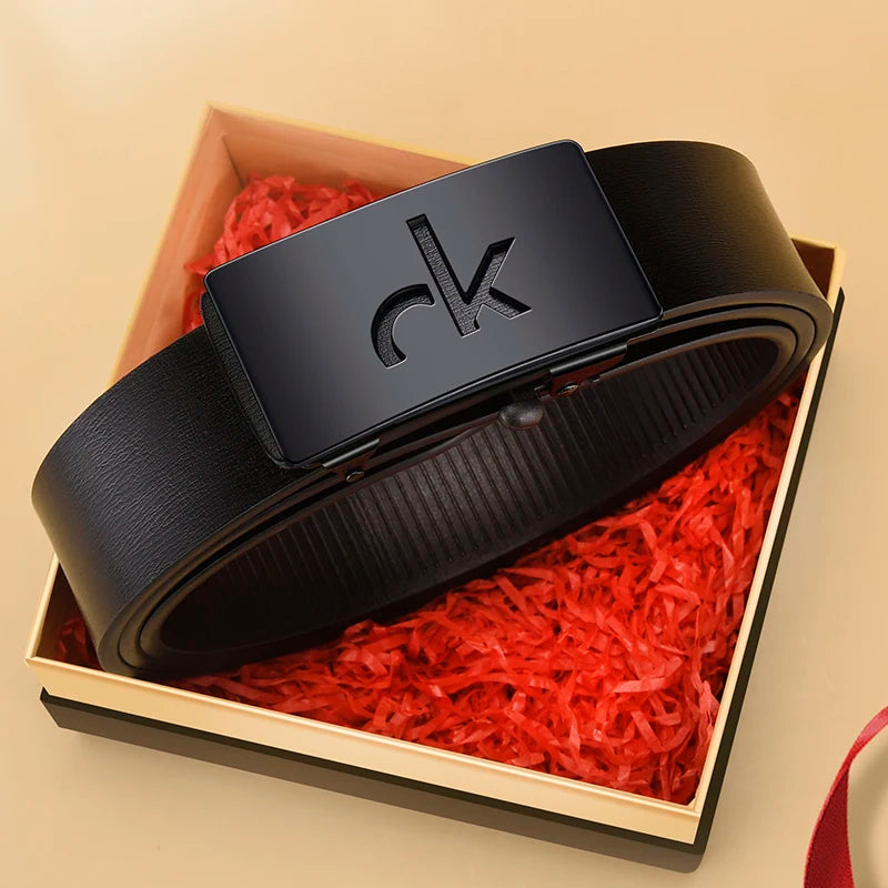 Retro Simple Men's Alloy Automatic Buckle Business Belt With Shorts Belt Accessories Fashion Men's Casual Belt