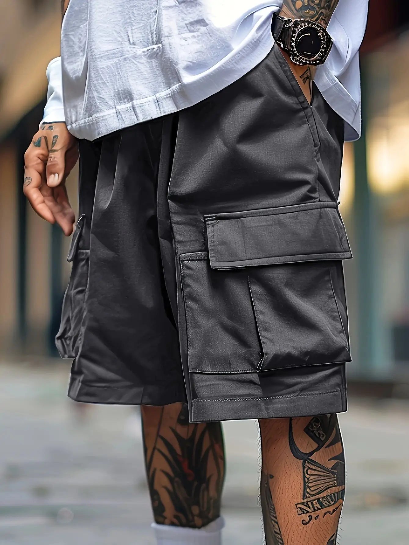 Men's Cargo Shorts 2025 Summer Loose Casual Five-pocket Cargo Shorts Street Solid Color Breathable Outdoor