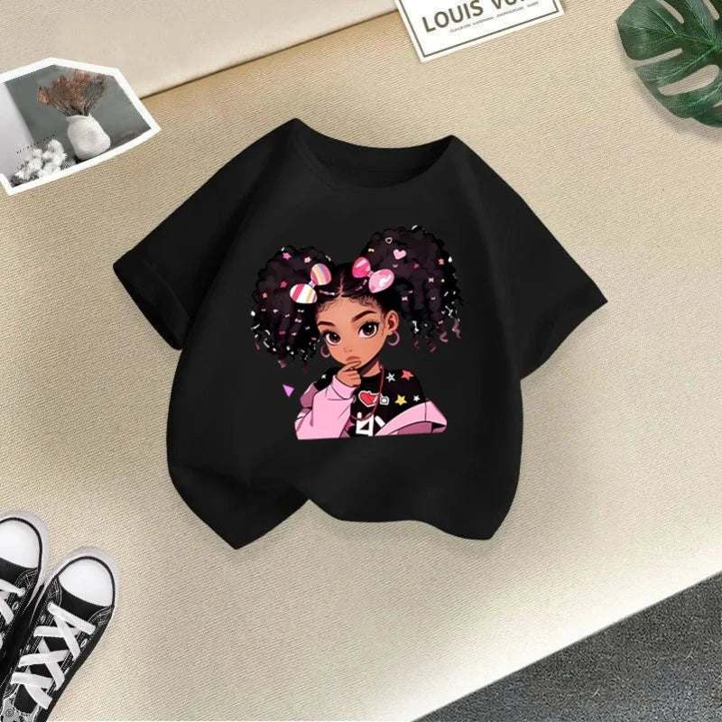 Children's Clothing,short Sleeves for Girls,2025 Summer New Girls' T-shirts,pure Cotton Fashionable Printed Children's Top Trend