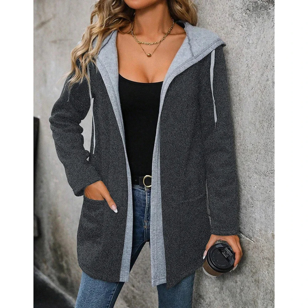 Women's  Coats Autumn Winter Casual Comfortable Multilayer Long Sleeve Hoodie Zipper Coats