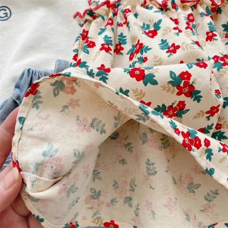 Girls Outfit Sets Summer Kids Casual Clothing For Girls Fragmented Suspender Skirt+Shorts Children's Baby Girl Clothing