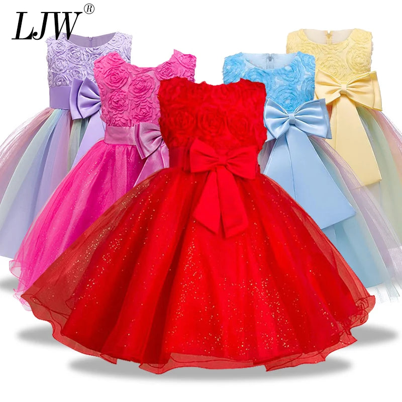 2-14yrs Teenage Clothing Christmas Girl Dress Summer Princess Wedding Party dress sequins Sleeveless New Year For Girls Clothes