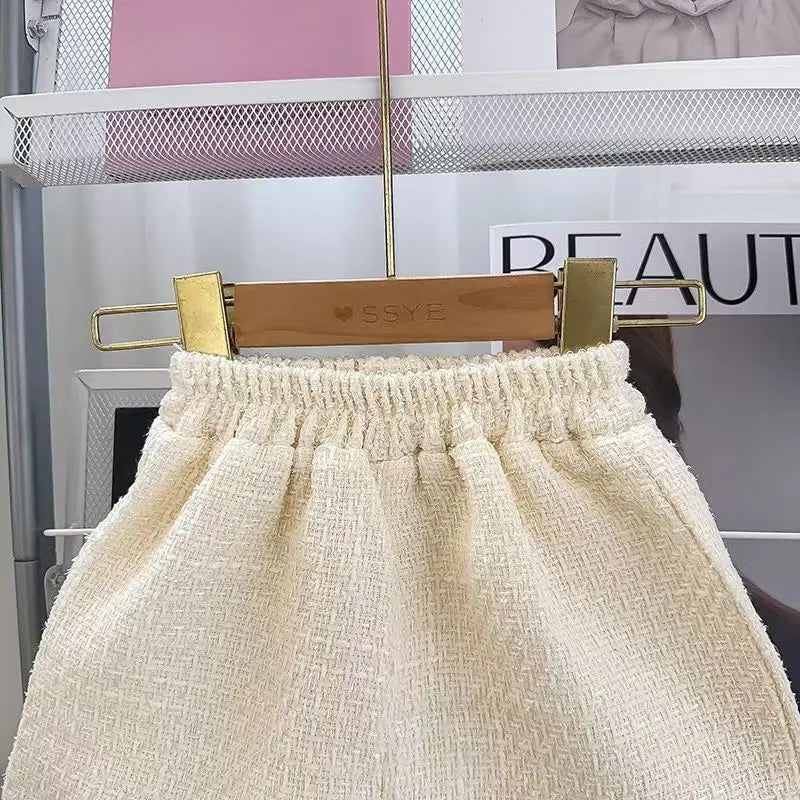 Girls' Clothing Set 2025 Spring and Autumn New Style Children's Fashion Coat Half Shorts Two Piece Set