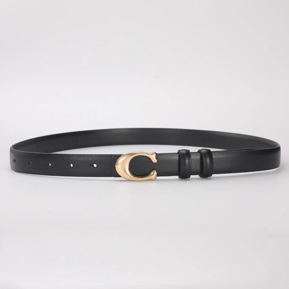 High-quality Women's Fashionable Belt C-shaped Buckle Smooth Buckle Temperament Double-sided Gift For Mother Using Belt