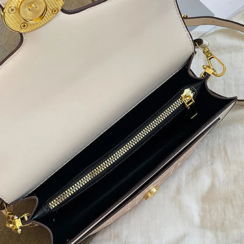 Women Bags Elegant Underarm Bag Letter Print Single Shoulder Crossbody Bag PU Leather Small Messenger Bag Flip Women's Handbags