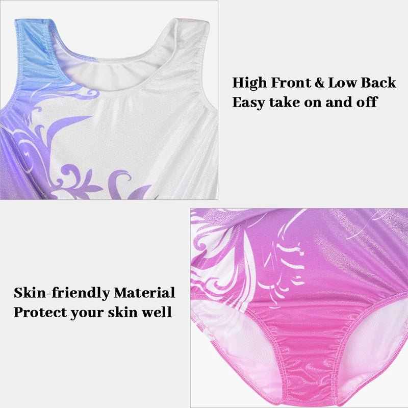 Girls  Vest  Gymnastics Leotard Sparkle 4 Piece Dance Unitard for Kids Toddler Athletic Tumbling Outfits