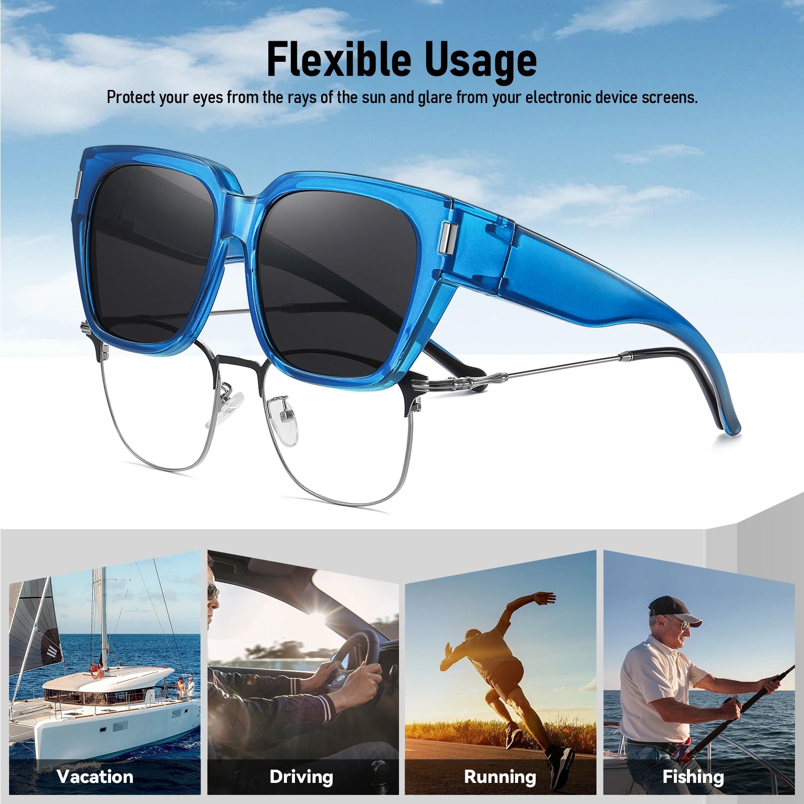 Sunglasses set, anti-glare glasses, polarized sunglasses for myopia, anti-UV sunglasses