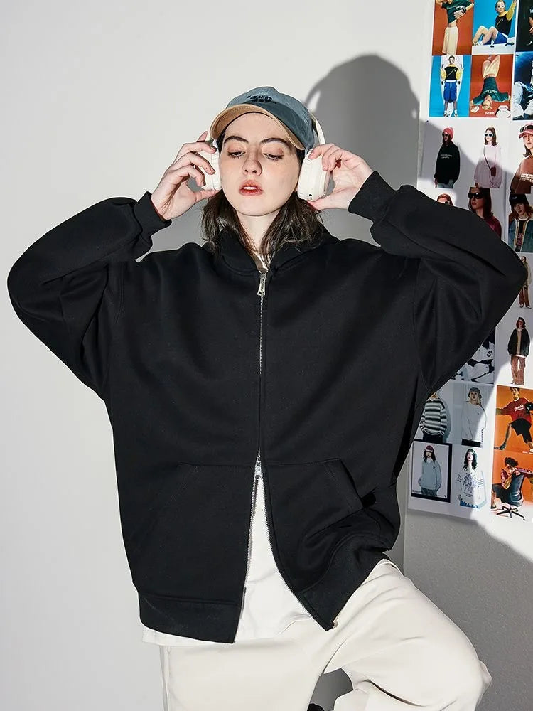 Women's Fashion Warm Hooded Jacket Fall Autumn Winter Gray Long Sleeve Pocket Double Zipper Jacket Commuter Casual Women Jacket