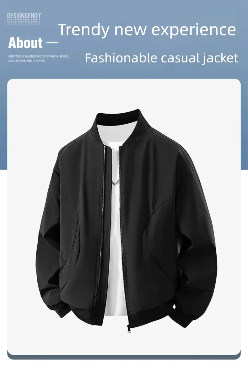 Men's Bomber Jacket Fashion Stylish Lightweight Windbreaker Spring Fall Casual Jackets for Men Outdoor Mens Coats