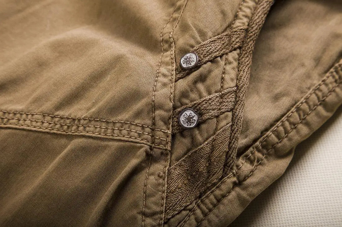 New Summer Casual Shorts Men's Solid Straight Cargo Shorts Outdoor Workout Joggers Pants Multi Pocket Knee Length Sweatpants Man