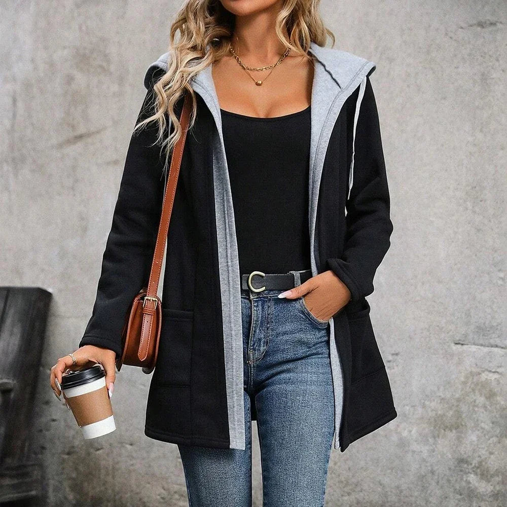 Women's  Coats Autumn Winter Casual Comfortable Multilayer Long Sleeve Hoodie Zipper Coats