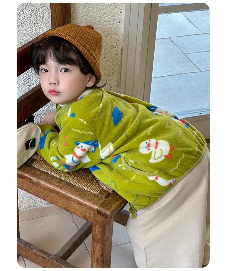 Girls Coats 1 to 8 Years Winter Children Clothes Double-Faced Heart Print Jackets Boys Plush Fleece Warm Outerwear Baby Clothing