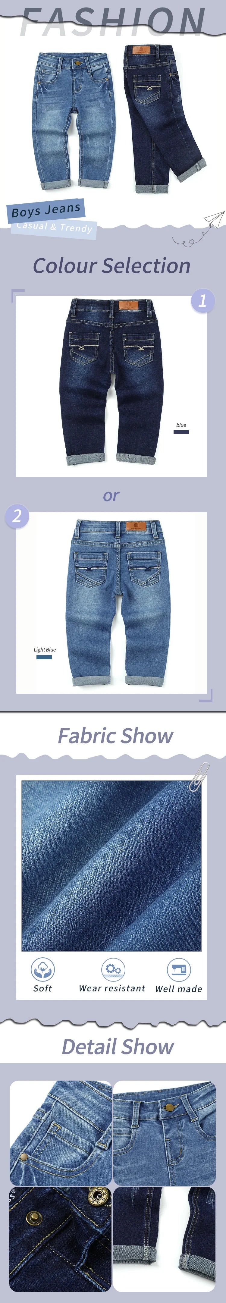 [Boys Denim Pants] Boys Casual Stretch Jeans Spring Autumn Youth Clothing Fashion Solid Trousers with Pocke