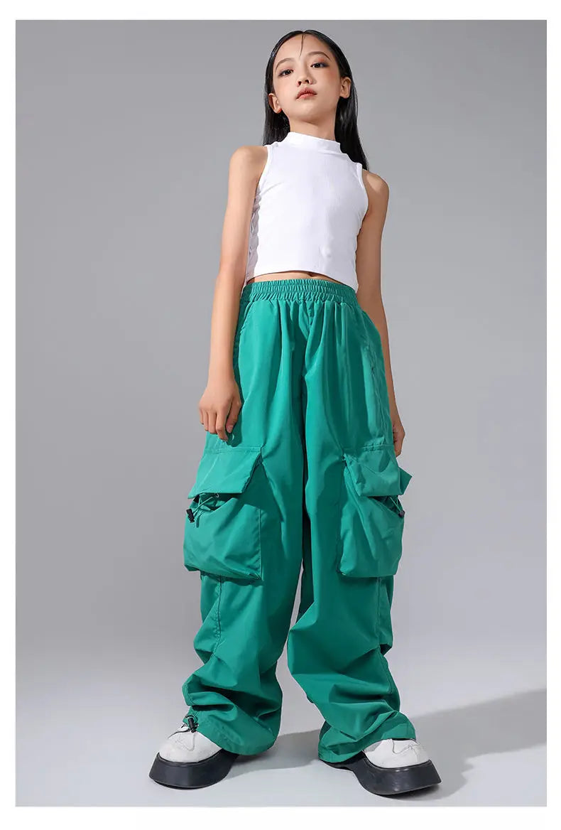 Girls Cargo Pants 5-14 Years Spring Fashion Children Loose Trousers Autumn Kids New Style Wide-leg Pants Girl Casual Clothing