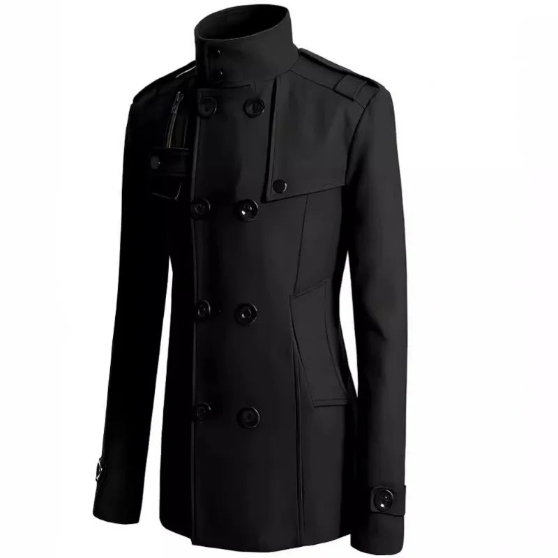 New Mens Woolen Coat Slim-fitting Medium and Long Woolen Trench Coat Men