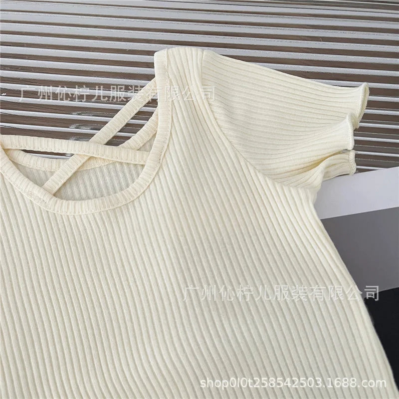 Girls T-Shirt Summer Children Short Sleeved Thin Soft Tops Simple Solid Color Casual Kids Clothing 2-6 Years Sweet Shirtthing