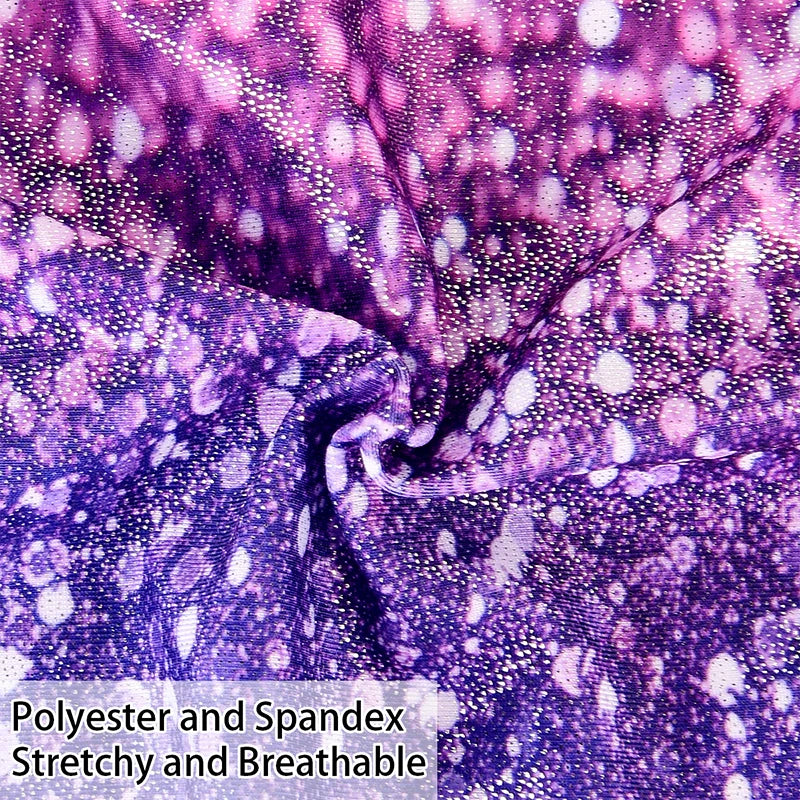 Gymnastics Leotards for Girls Glitter Fashion Print SleevelessTank Biketards Activewear  with shorts and headband