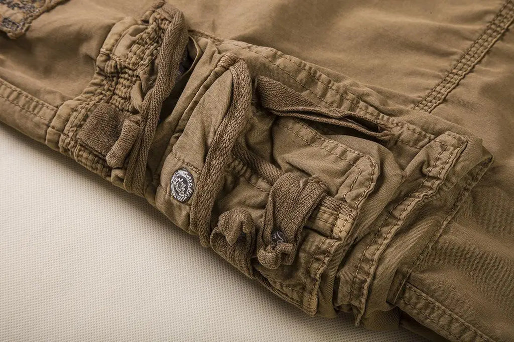 New Summer Casual Shorts Men's Solid Straight Cargo Shorts Outdoor Workout Joggers Pants Multi Pocket Knee Length Sweatpants Man