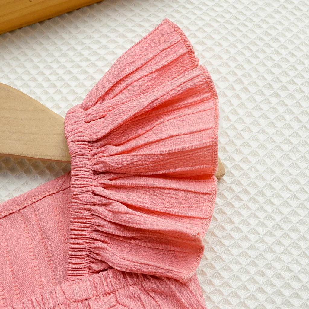 2025 Girls' Fashion Summer clothes Sets fly sleeves Tops + Pants Suits Y2K Street Casual 2pcs Children Clothing