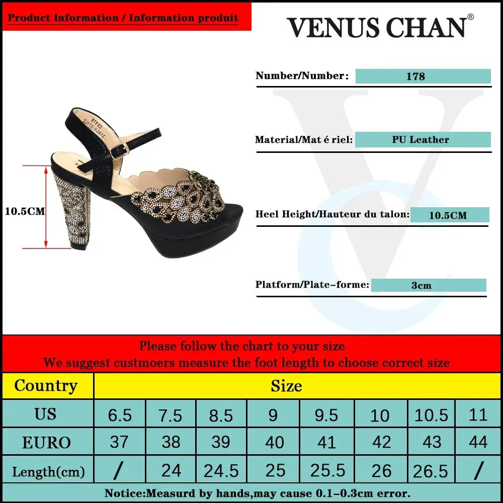 High Heel Shoes for Women Hollowed Out Embroidery Rhinestone Italian Design Rainbow Color Pointed-Toe Shoes and Bags Set