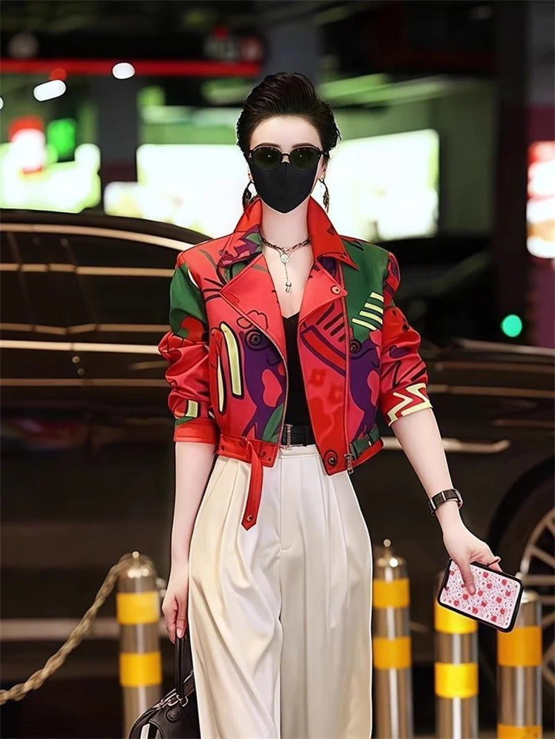 Women Jacket 2025 New Female Short Coat Fashion Printing Jackets Ladies Xiaoxiangfeng High-end Coats With Lining Overcoat Lady