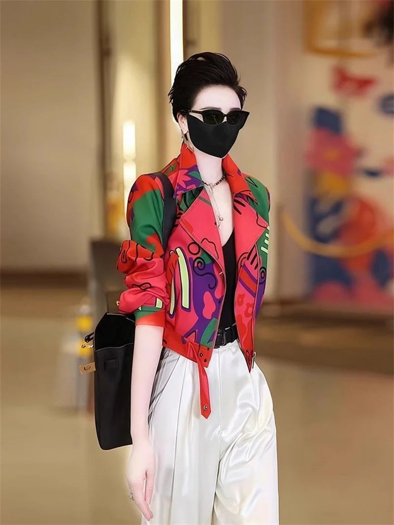 Women Jacket 2025 New Female Short Coat Fashion Printing Jackets Ladies Xiaoxiangfeng High-end Coats With Lining Overcoat Lady