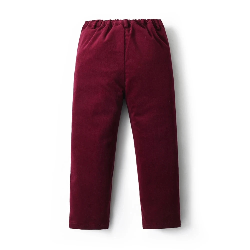 Red Boys Pants Children Trousers For Kids Cotton Solid Casual Long Pants 1-6 Years Clothing Sport Pants Spring Corduroy Boutique