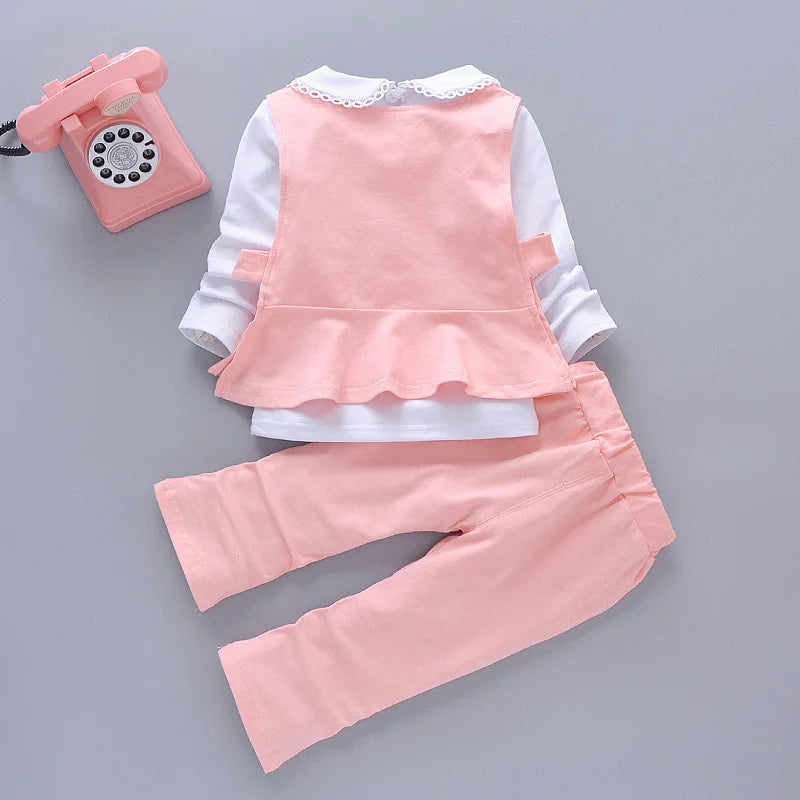 Girls' Stylish Autumn Outfit Three Piece Set 2024 New Item Baby Girl Clothes Sets for Baby Boy Clothing Mother Kids