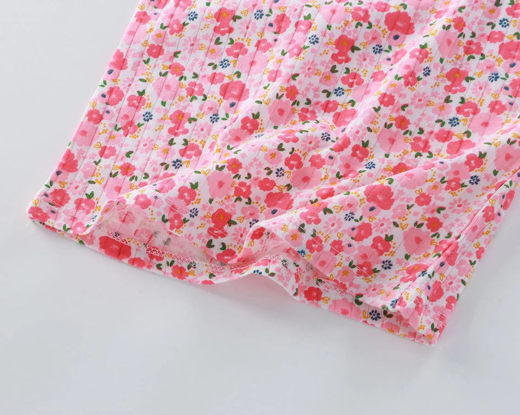 Girls Summer Clothes Sets New Baby Sleeveless Tops Shorts 2 Pieces Suit Girls Square Collar Clothing Set Kids Cotton Clothes