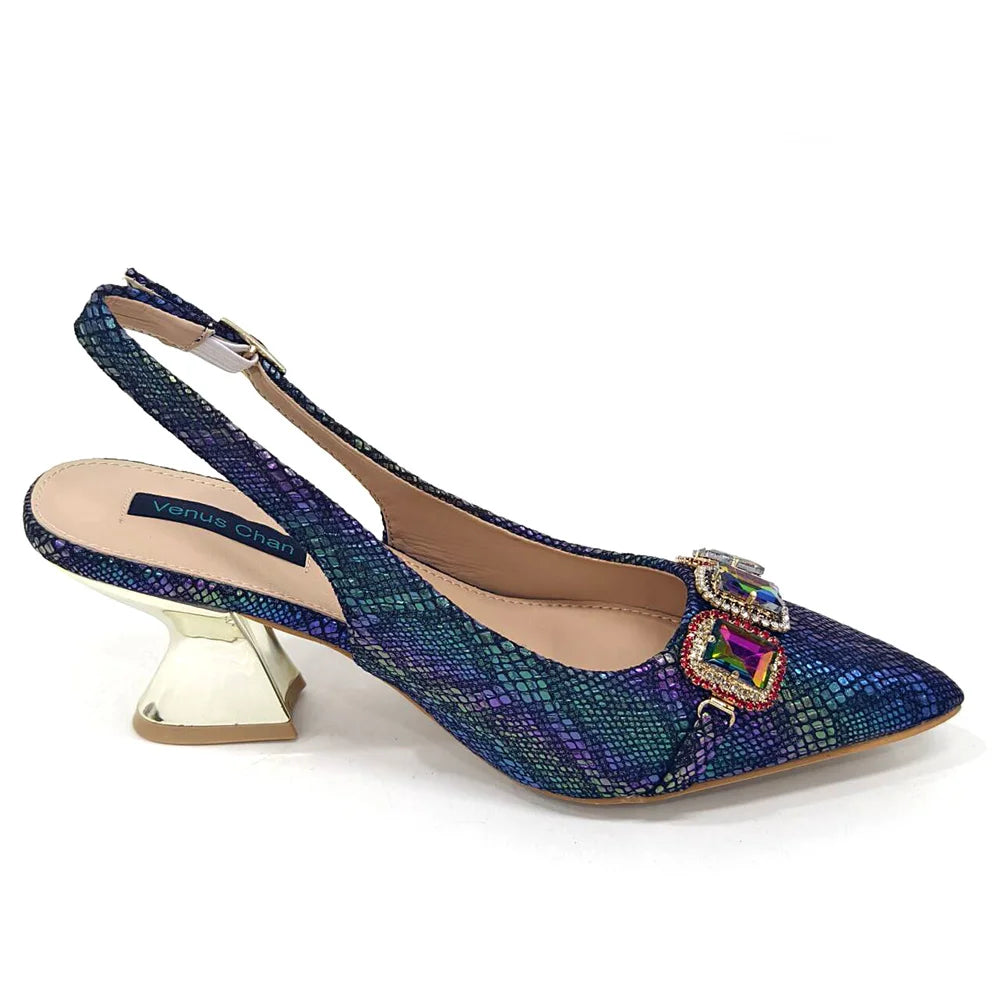 2024 Rhinestone Pointed-Toe High Heels Shoes and Bags Set for Women Wedding and Party Elegant Luxury Fashion in Wine Color