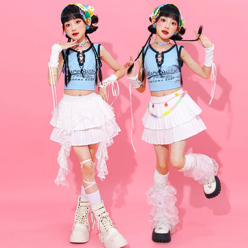Girls Hip Hop Clothing Crop Top Cargo Pants Children K-pop Street Dance Costume Kids Girl Group Streetwear Jazz Clothes Sets