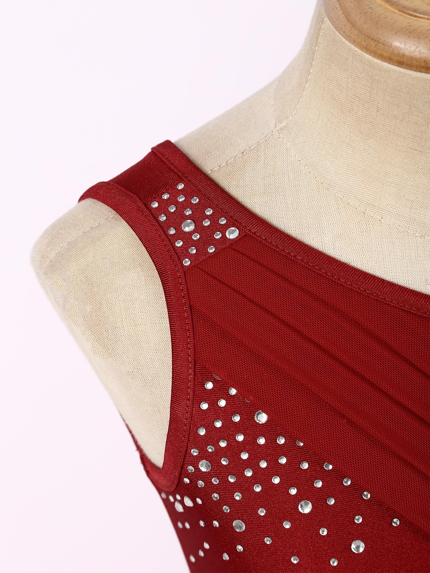 Girls Lyrical Dance Outfit Shiny One Shoulder Crop Top with Skirt for Jazz Skating Ballet Gymnastics Acrobatics Performance