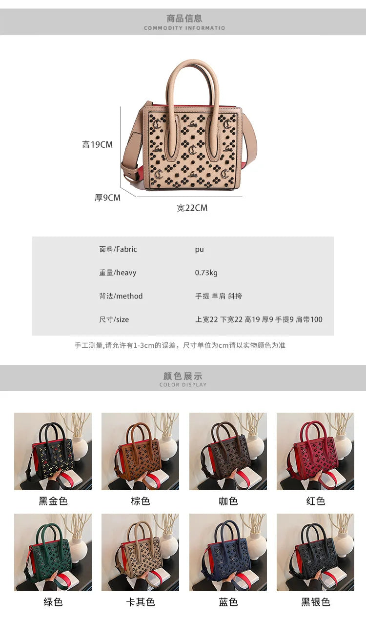 2025 New Women's Openwork Tote Bag Vintage Retro Large Capacity Shopper Crossbody Shoulder Purse Casual Chic Everyday Bag