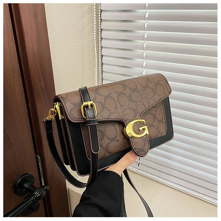 Women Bags Elegant Underarm Bag Letter Print Single Shoulder Crossbody Bag PU Leather Small Messenger Bag Flip Women's Handbags