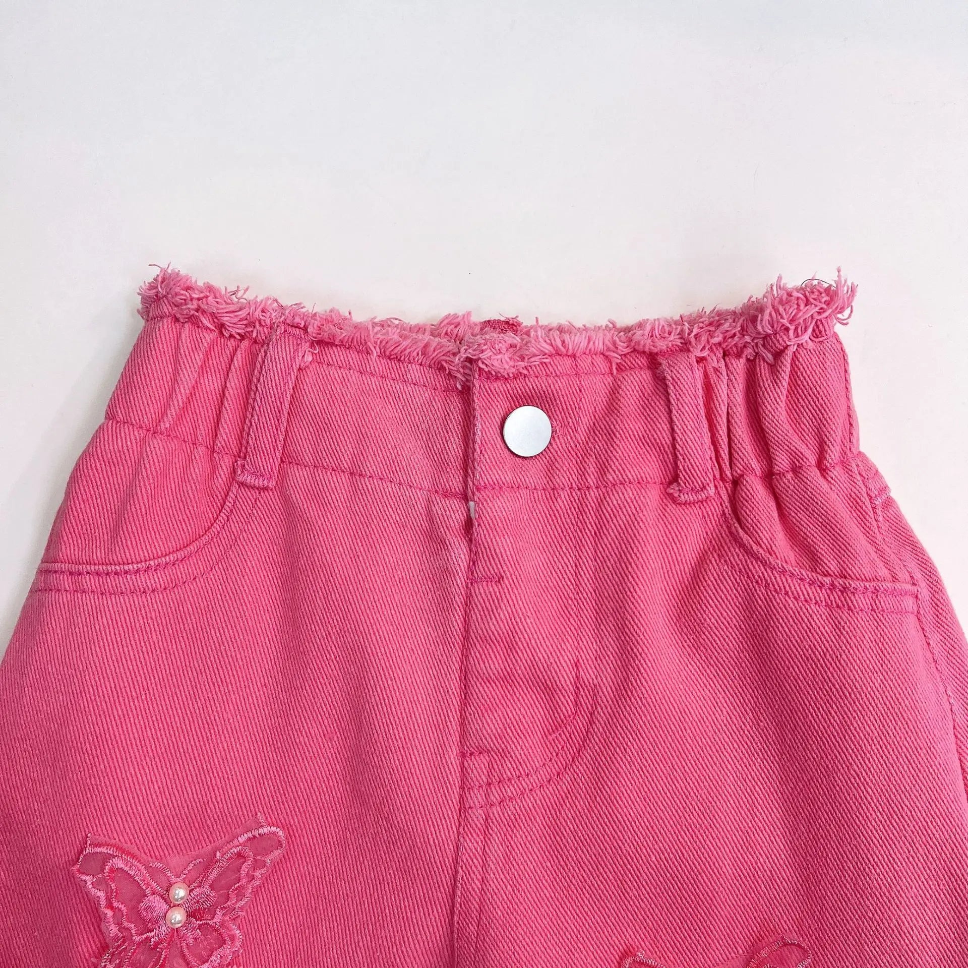 2025 Girls' Summer New Clothing Set Fashion Children's Sleeveless Top+ Ripped Jeans Two-piece Set Baby Clothes