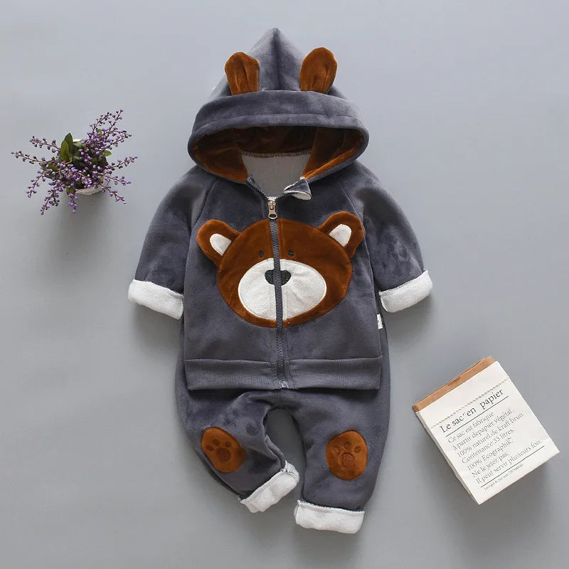 Boys Clothing Sets Children Fashion Cartoon Bear Baby T-shirt Vest Coat And Pants Suit 2pcs Outfits Kids Sport Suit1-4 years