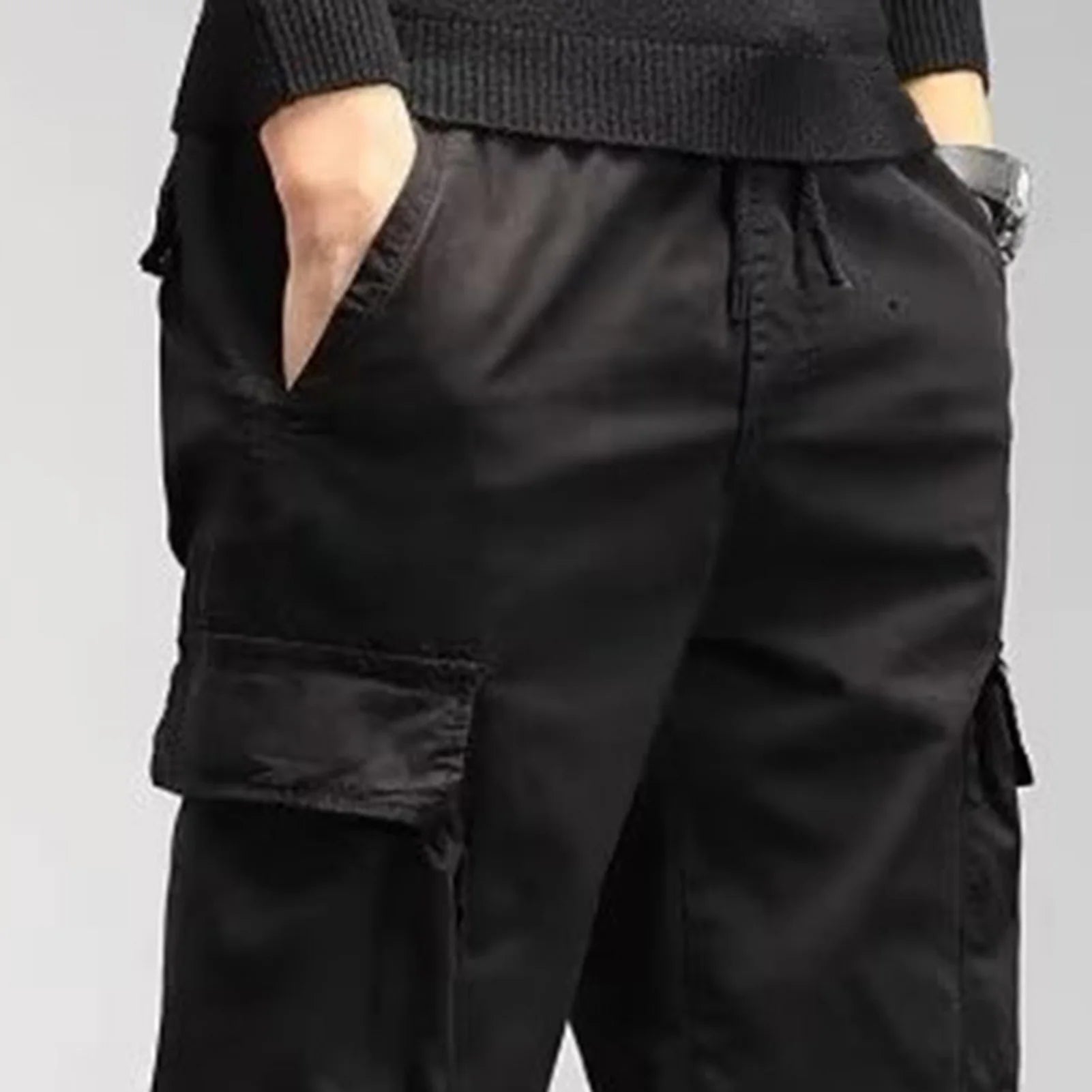 Cargo Pants for Mens Elastic Casual Trousers Zipper Multi-Pocket Joggers