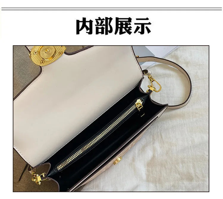 Women Bags Elegant Underarm Bag Letter Print Single Shoulder Crossbody Bag PU Leather Small Messenger Bag Flip Women's Handbags