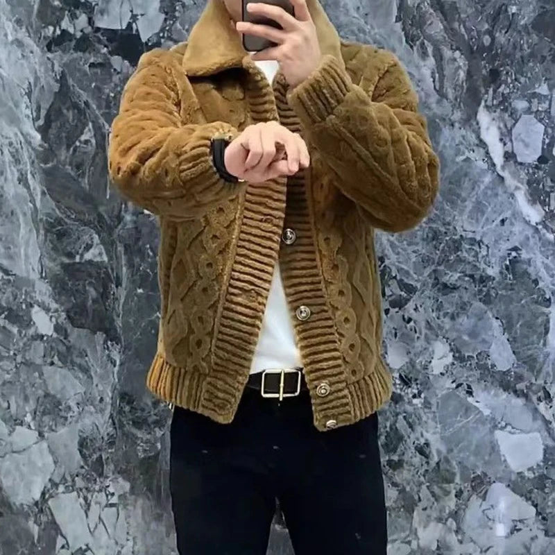 Winter Coats For Mens Warm Thickened Furry Cozy Fleece Jacket Autumn Men's Daily Casual Zipper Turn-down Collar Coat Jackets