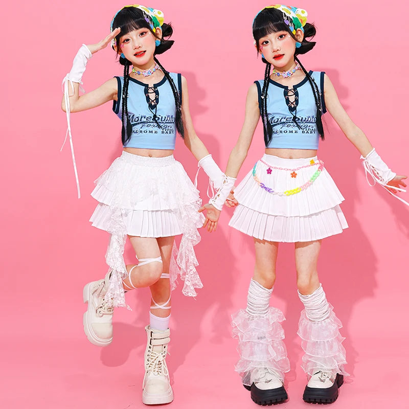 Girls Hip Hop Clothing Crop Top Cargo Pants Children K-pop Street Dance Costume Kids Girl Group Streetwear Jazz Clothes Sets