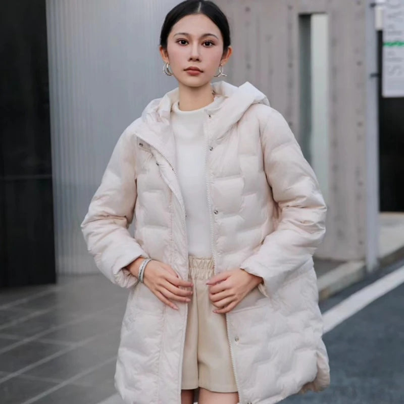 Women's Jackets Autumn and Winter Warm Down Jacket Pressed Rubber Hooded Coat 2024 New Light Slim Street Women's Parka Coat