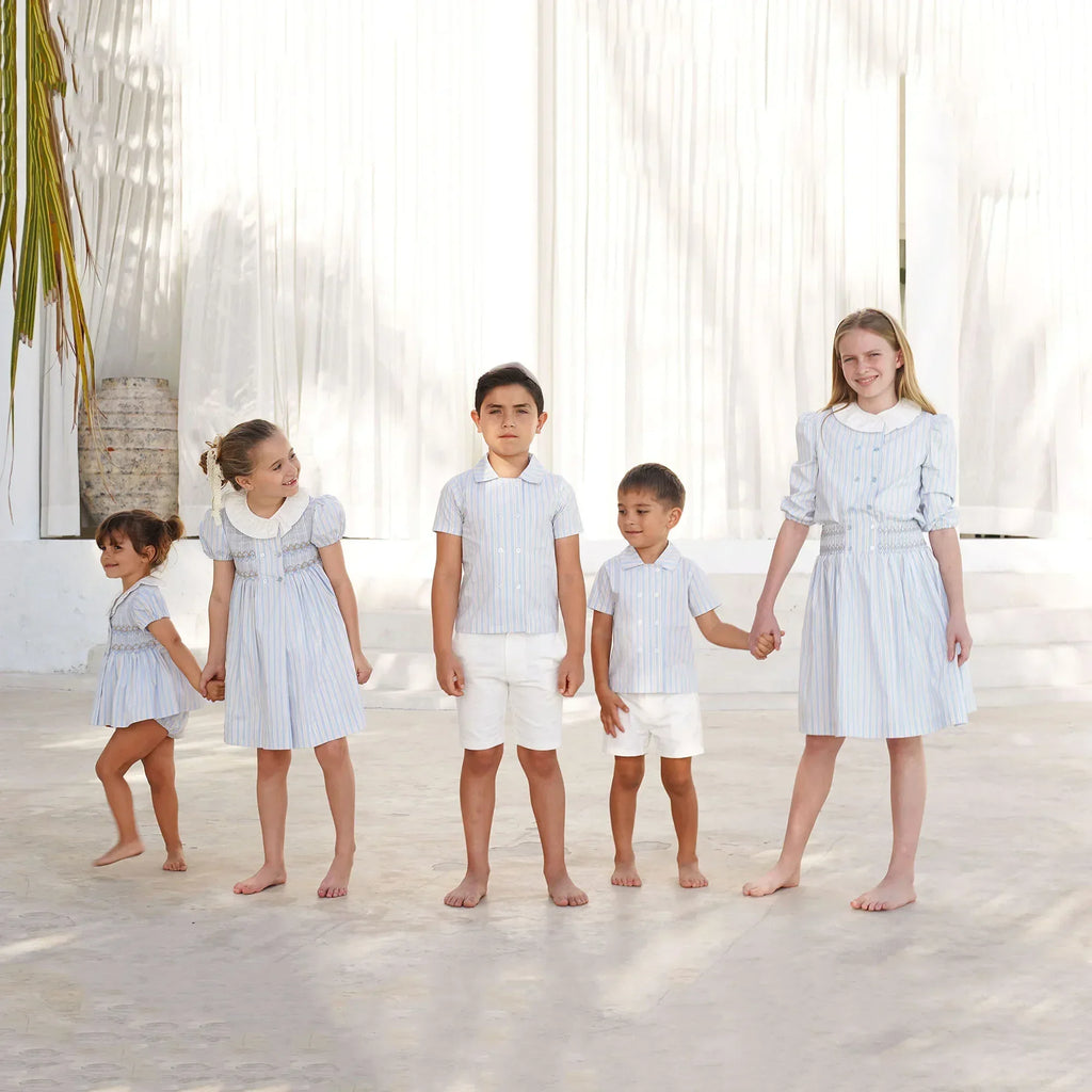 AP Summer Heirloom Striped Collection 2025SS Girls Handmade Smocked Dress Cute Baby Gilrl Set Boys Family Matching Clothing